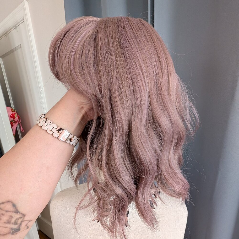 muted rose colored wig